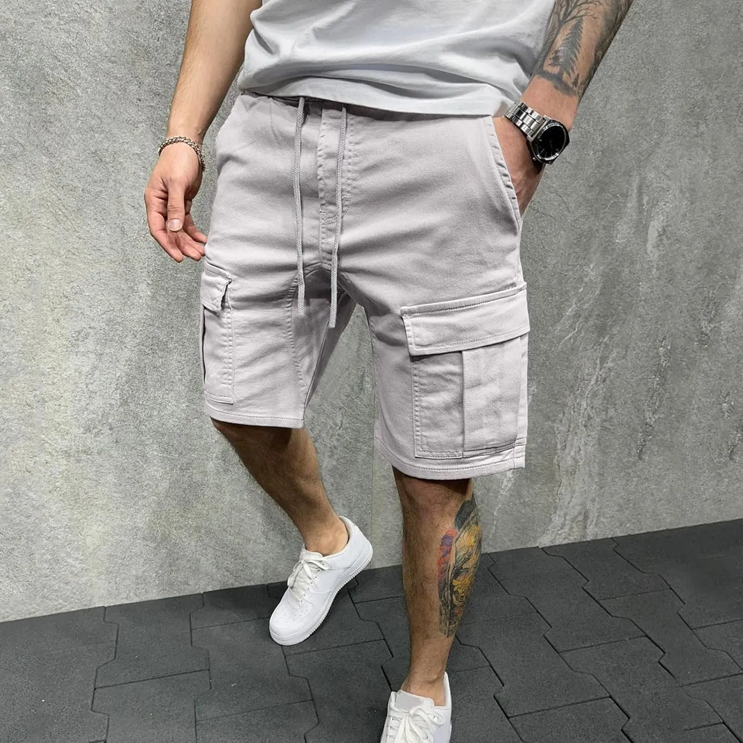 Cargo Shorts for Men Stretch Waist Work Shorts Outdoor Hiking Fishing Cargo Shorts Tactical Athletic Shorts Pockets