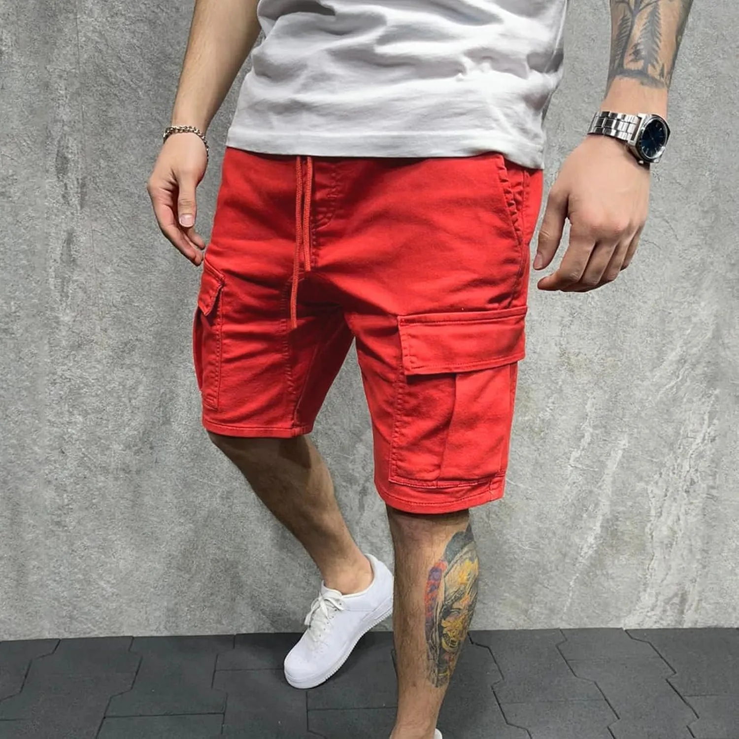 Cargo Shorts for Men Stretch Waist Work Shorts Outdoor Hiking Fishing Cargo Shorts Tactical Athletic Shorts Pockets