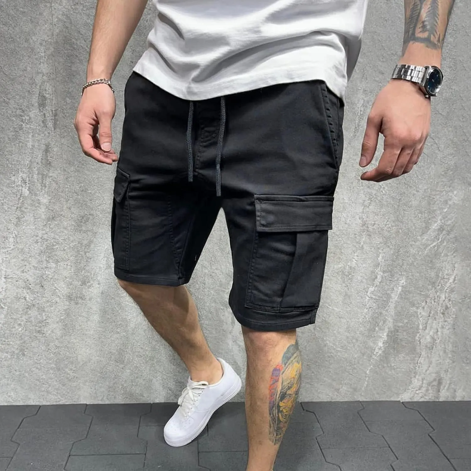 Cargo Shorts for Men Stretch Waist Work Shorts Outdoor Hiking Fishing Cargo Shorts Tactical Athletic Shorts Pockets