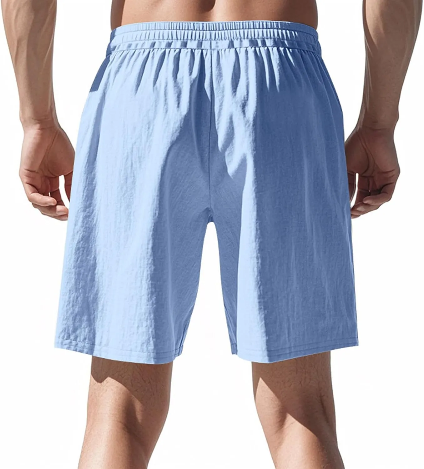 Cotton Linen Shorts for Men Casual Plus Size Paper Bag Summer Bermuda Shorts Board Yoga Lounge Beach Vacation Outfits