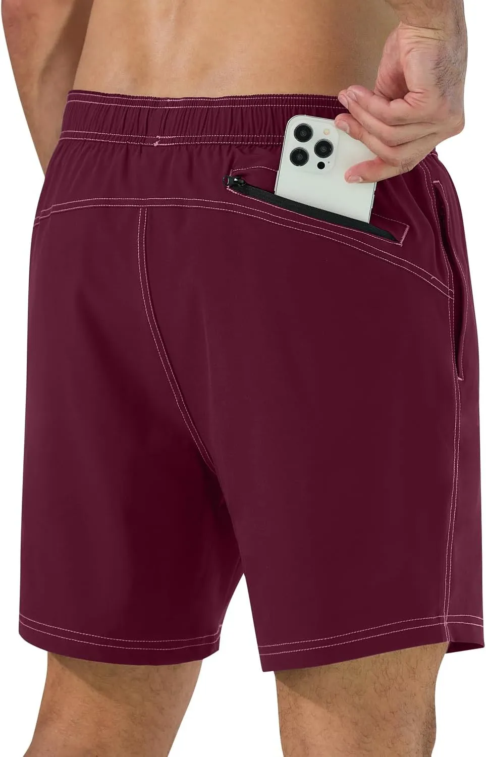 difficort Mens Swim Trunks with Compression Liner Quick-Dry Bathing Suit with Zipper Pockets