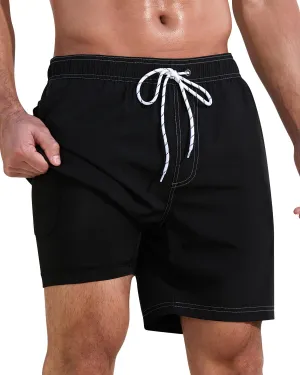 difficort Mens Swim Trunks with Compression Liner Quick-Dry Bathing Suit with Zipper Pockets