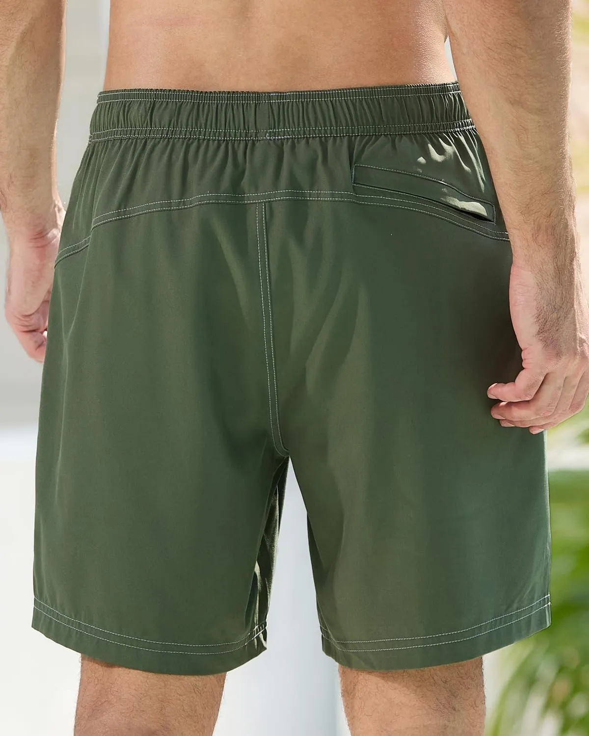 difficort Mens Swim Trunks with Compression Liner Quick-Dry Bathing Suit with Zipper Pockets