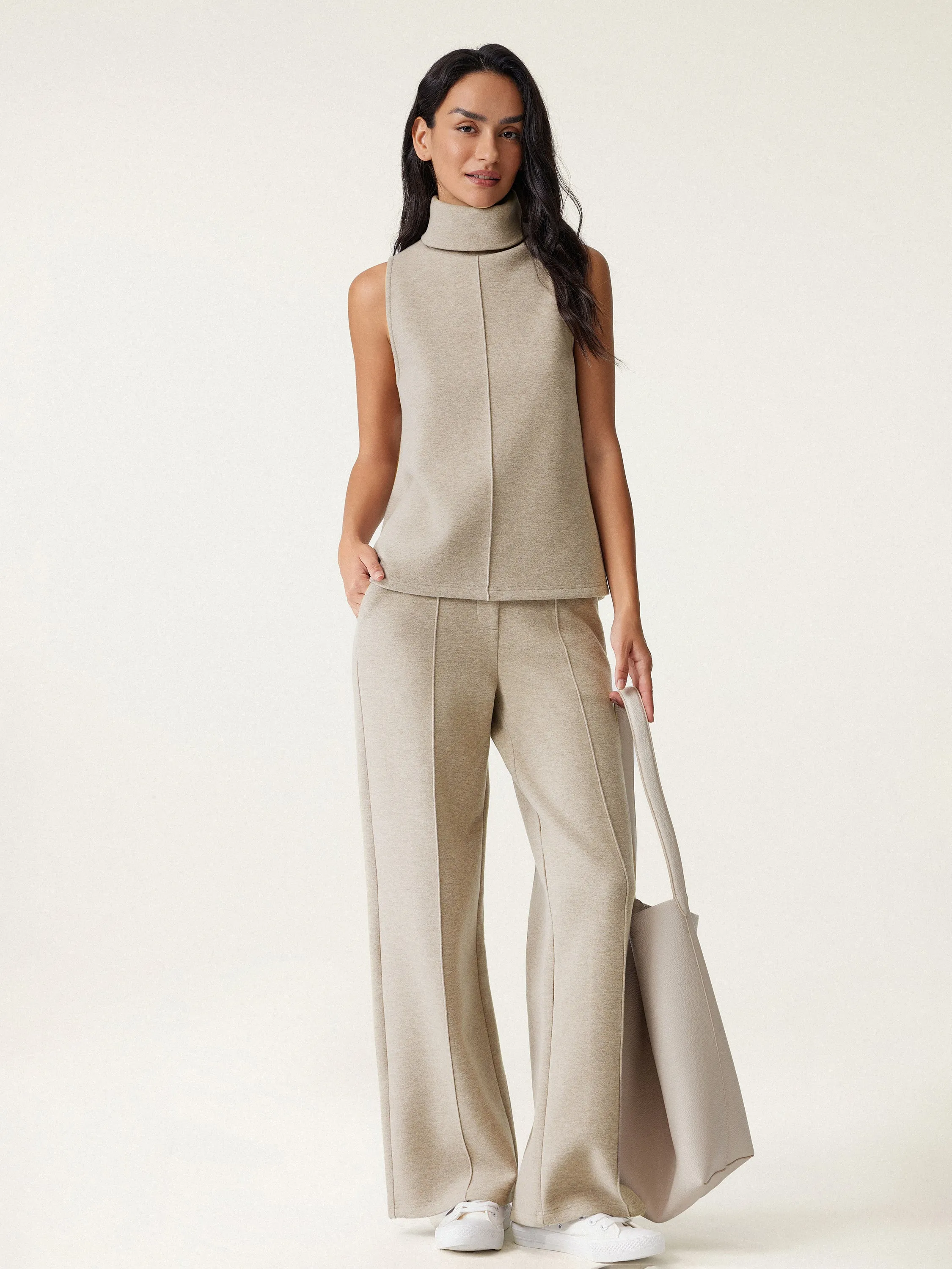 High Waisted Straight Leg Pull On Pant