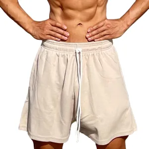 Mens 5.5" Athletic Gym Shorts Cotton Jogger Workout Lounge Fashion Jersey Zipper Pocket Summer Baggy Sweat Shorts