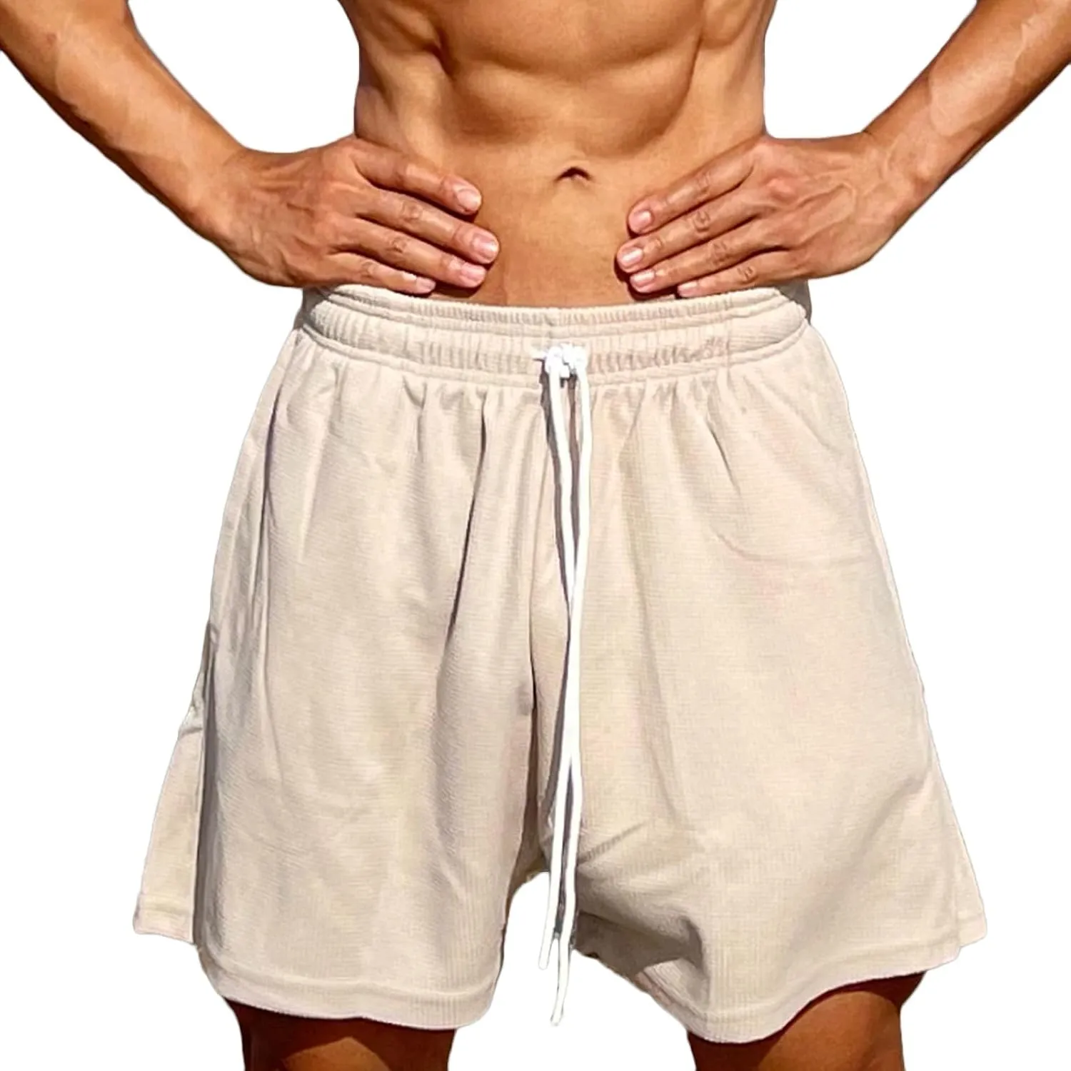 Mens 5.5" Athletic Gym Shorts Cotton Jogger Workout Lounge Fashion Jersey Zipper Pocket Summer Baggy Sweat Shorts