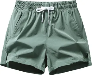 Men's Athletic Shorts Ice Silk Drawstring Elastic Quick Dry Short Summer Relaxed Fit Running Pants with Pockets