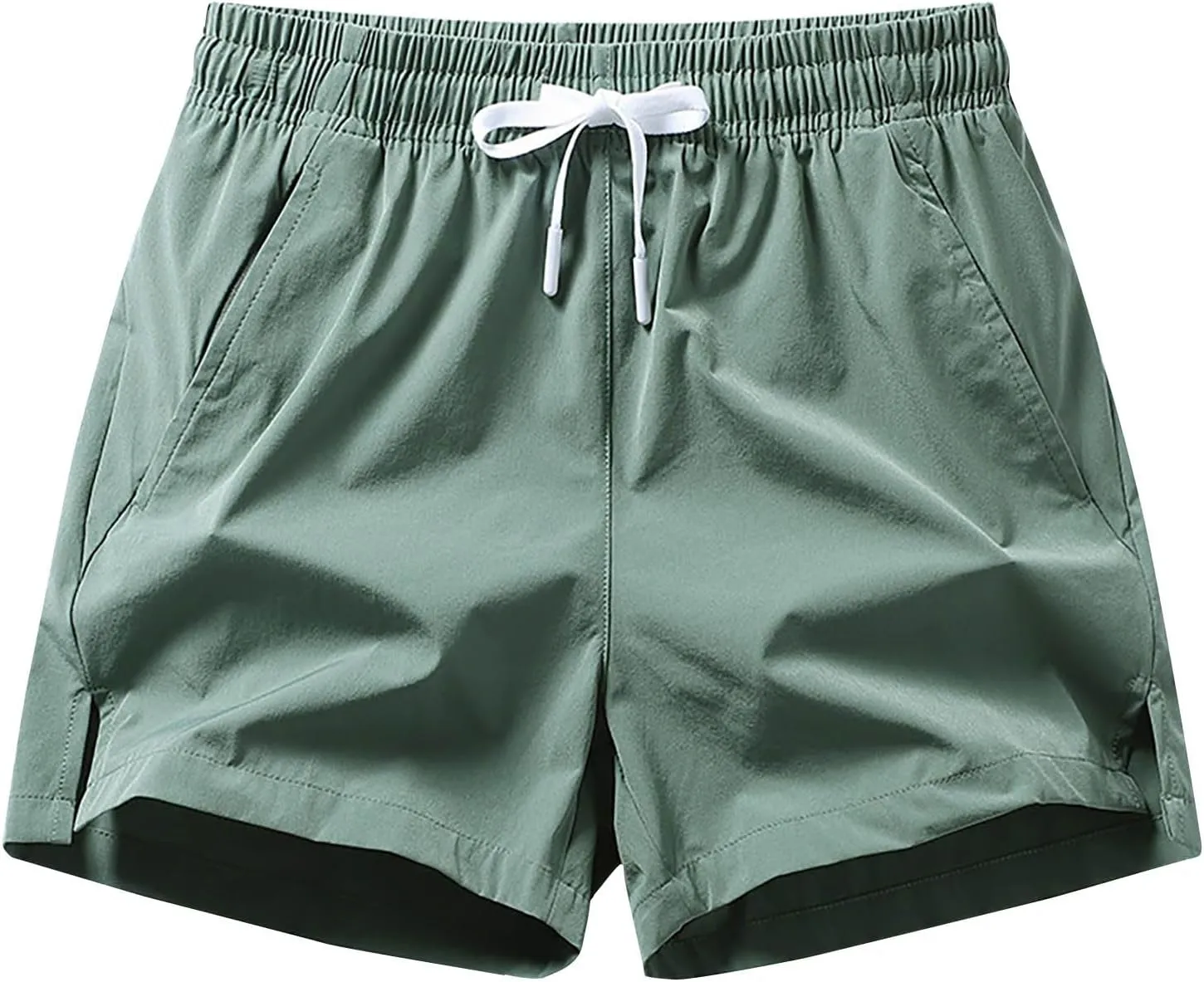 Men's Athletic Shorts Ice Silk Drawstring Elastic Quick Dry Short Summer Relaxed Fit Running Pants with Pockets