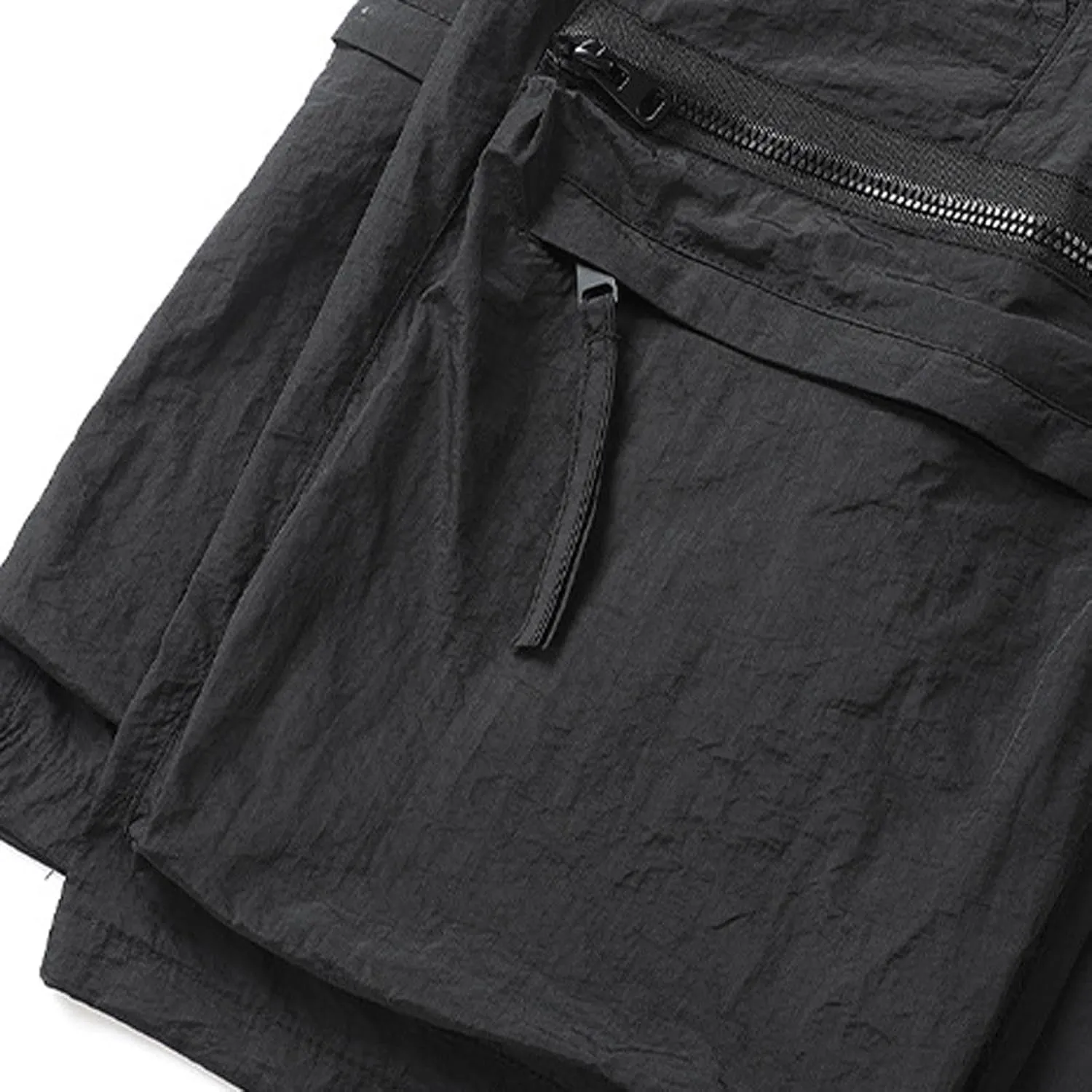 Mens Casual Cargo Shorts Elastic Waist Utility Quick Dry Tactical Hiking Shorts Uniform Zip Pockets Summer Clothes