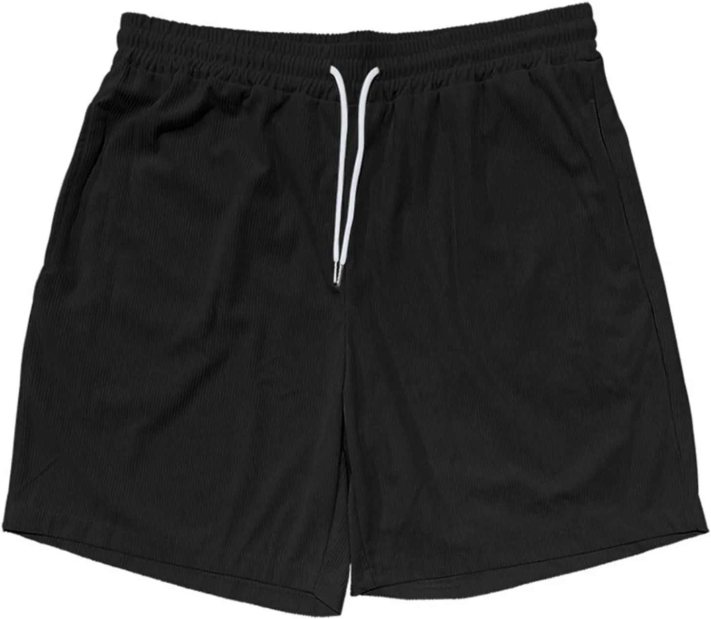 Men's Corduroy Beach Shorts Resort Walking Board Vacation Fishing Bermuda Shorts 7 Inch Elastic Waist Summer Slacks