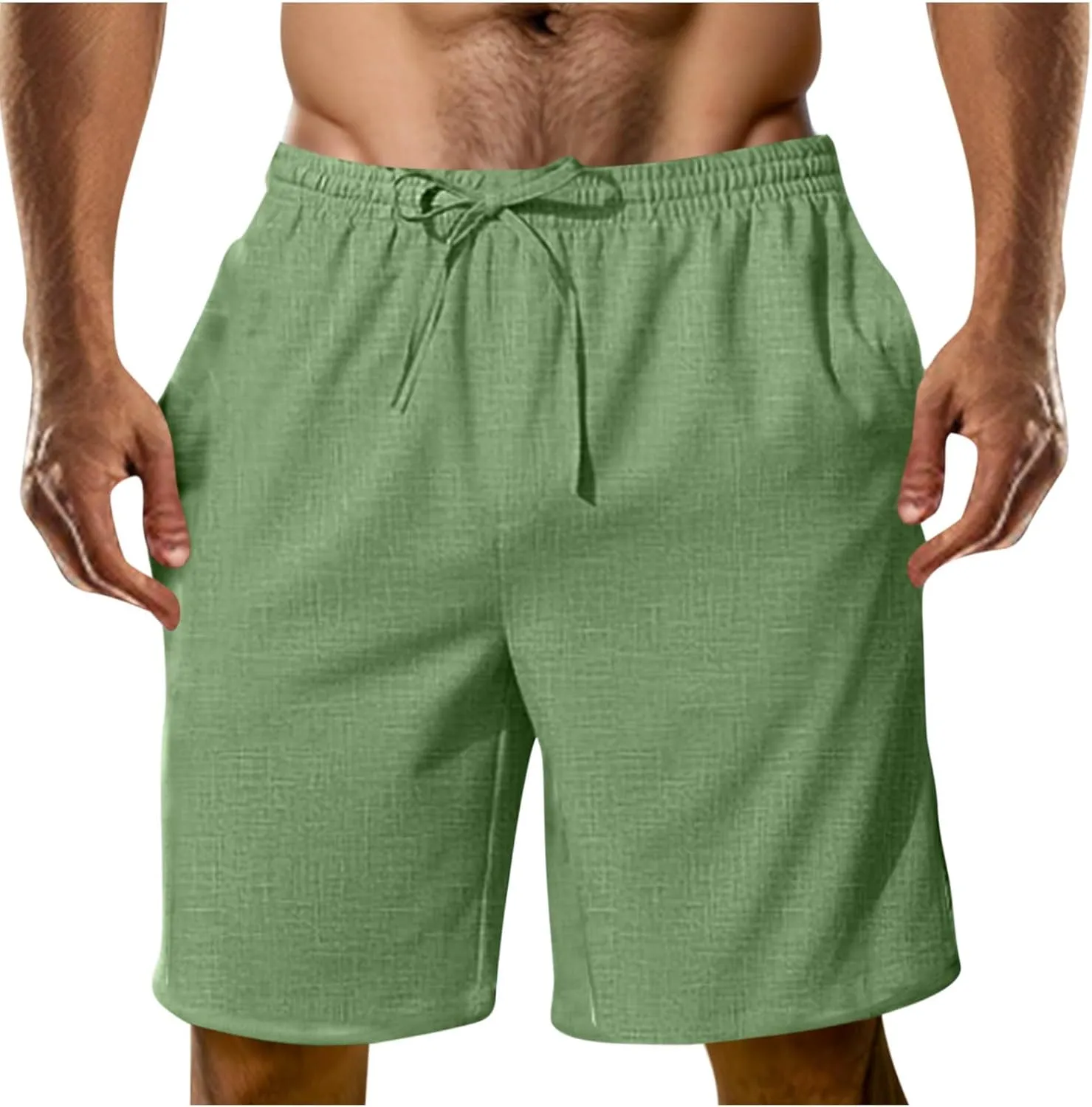 Mens Cotton Linen Shorts Big And Tall Linen Summer Beach Bermuda Shorts Hippie Lounge Resort Clothes With Drawstring