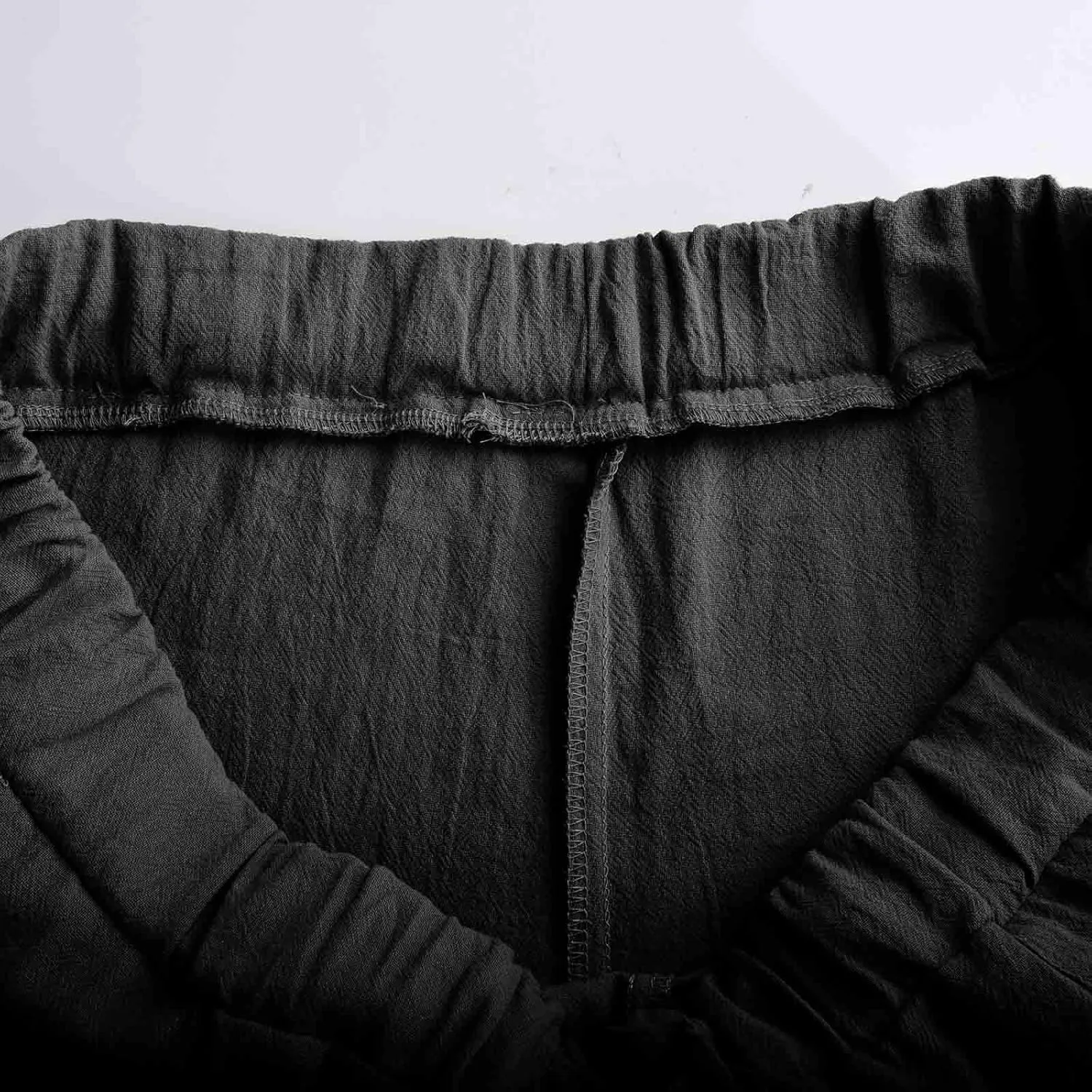 Men's Elastic Waist Beach Pants Summer Linen Straight Pants Relaxed Fit Casual Pant Full Length Lounge Trousers