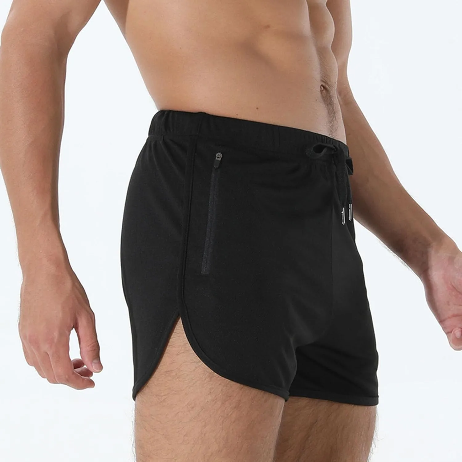 Men's Running Shorts Summer Baggy Sports Mesh 3 Inch Quick Dry Pant Gym Athletic Jogging Shorts with Zipper Pockets