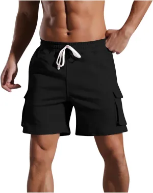 Men's Workout Cargo Shorts Summer 7 Inch Performance Athletic Gym Clothes Hiking Work Board Shorts with Flap Pocket