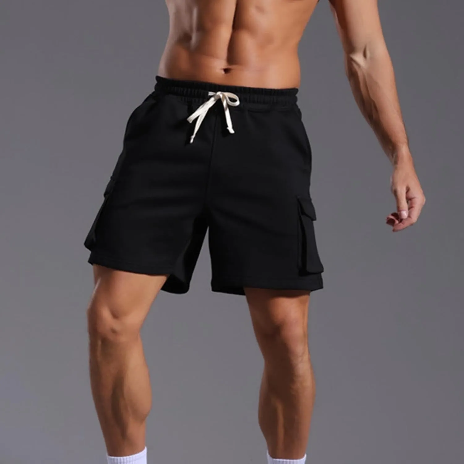Men's Workout Cargo Shorts Summer 7 Inch Performance Athletic Gym Clothes Hiking Work Board Shorts with Flap Pocket