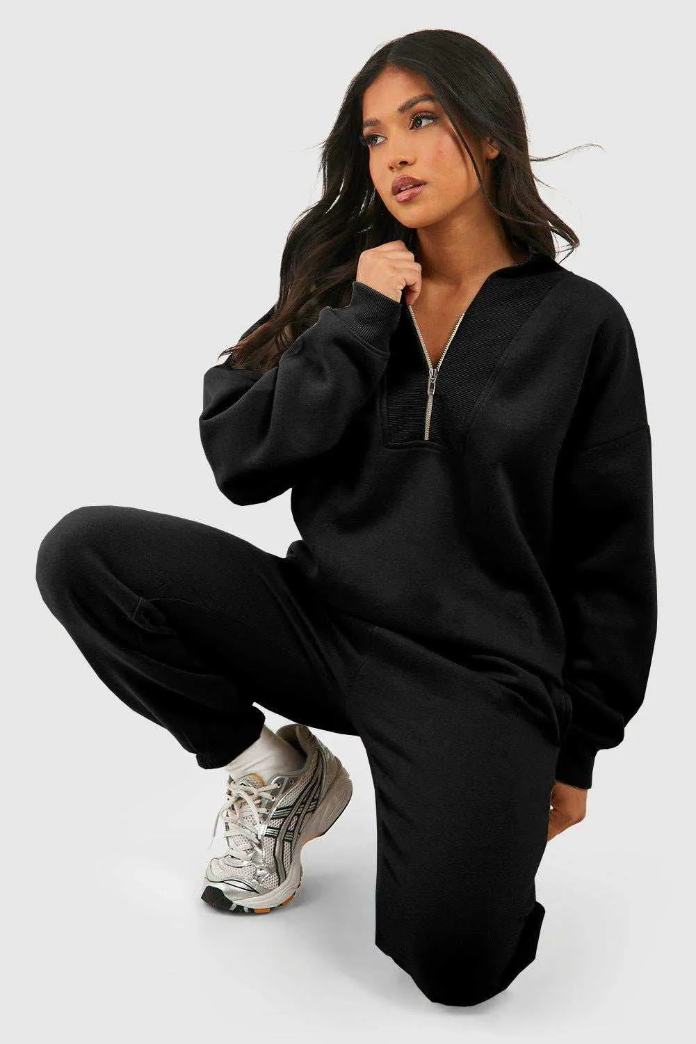Neck Top & Ribbed Edge Loose Pants Sets - Stylish Comfort