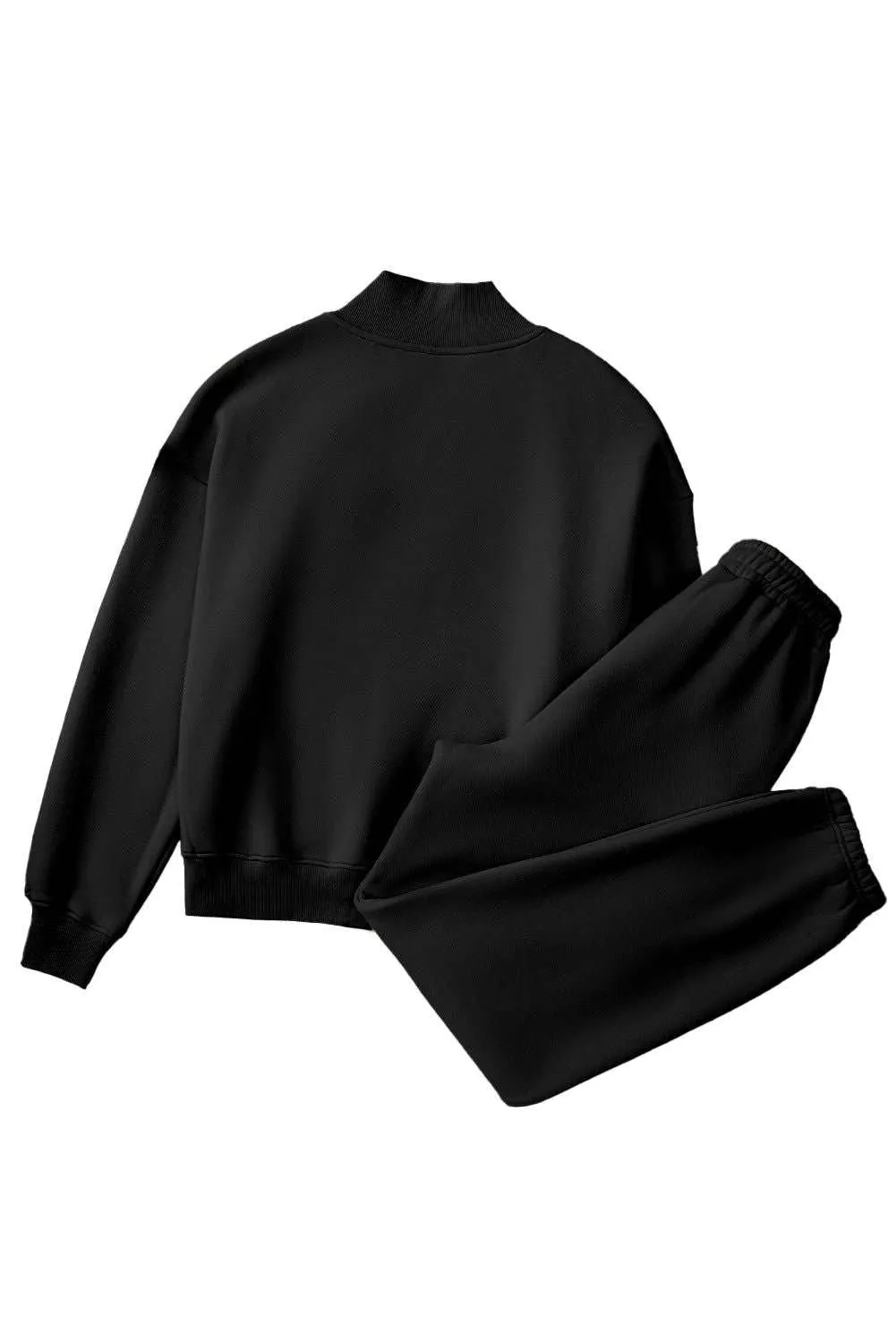 Neck Top & Ribbed Edge Loose Pants Sets - Stylish Comfort