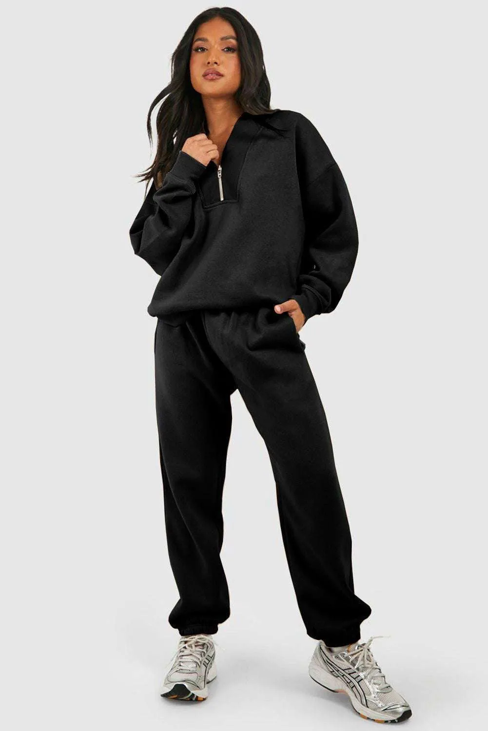 Neck Top & Ribbed Edge Loose Pants Sets - Stylish Comfort
