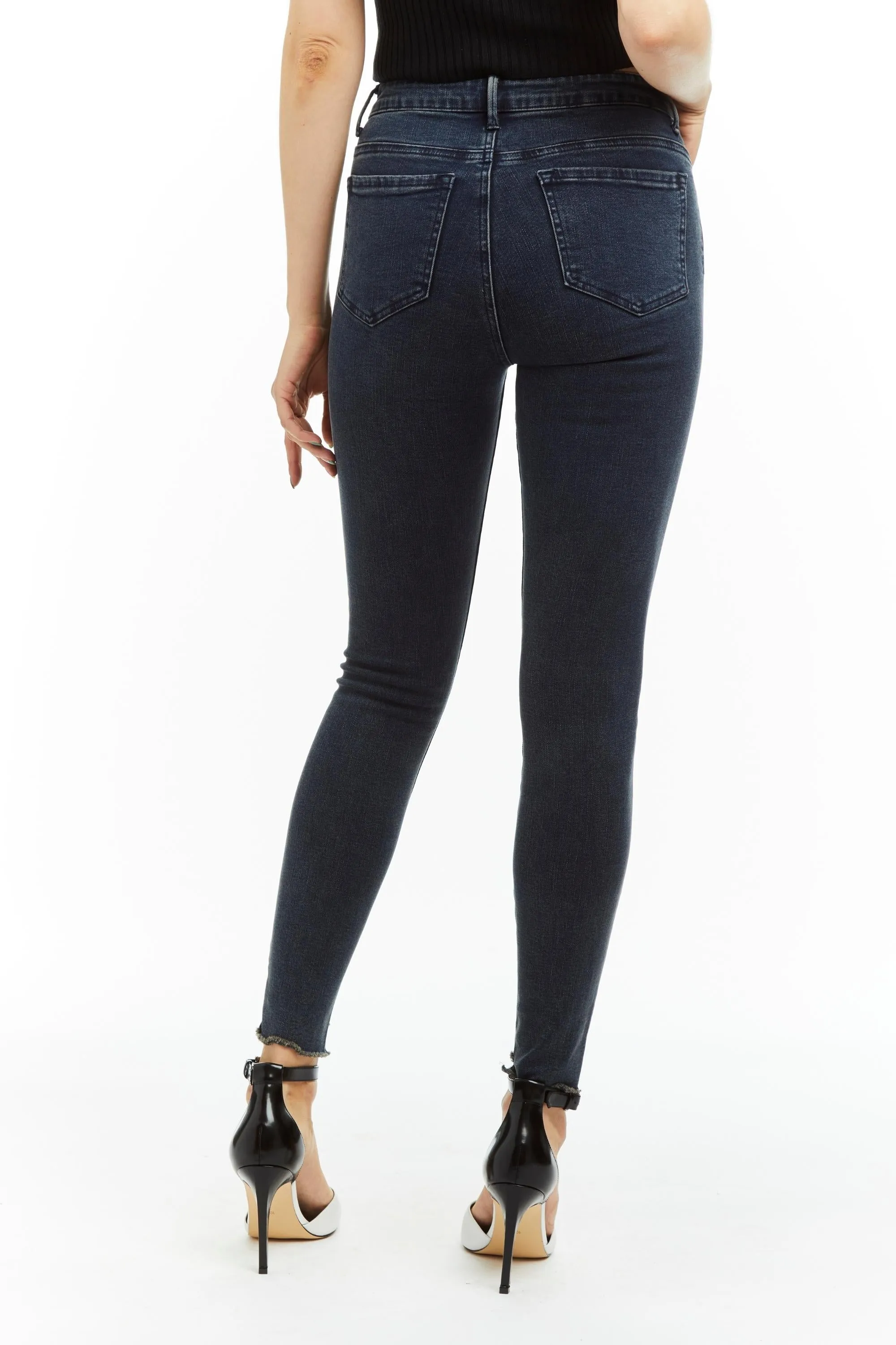 Nina - Step Hem Slit Crop Skinny