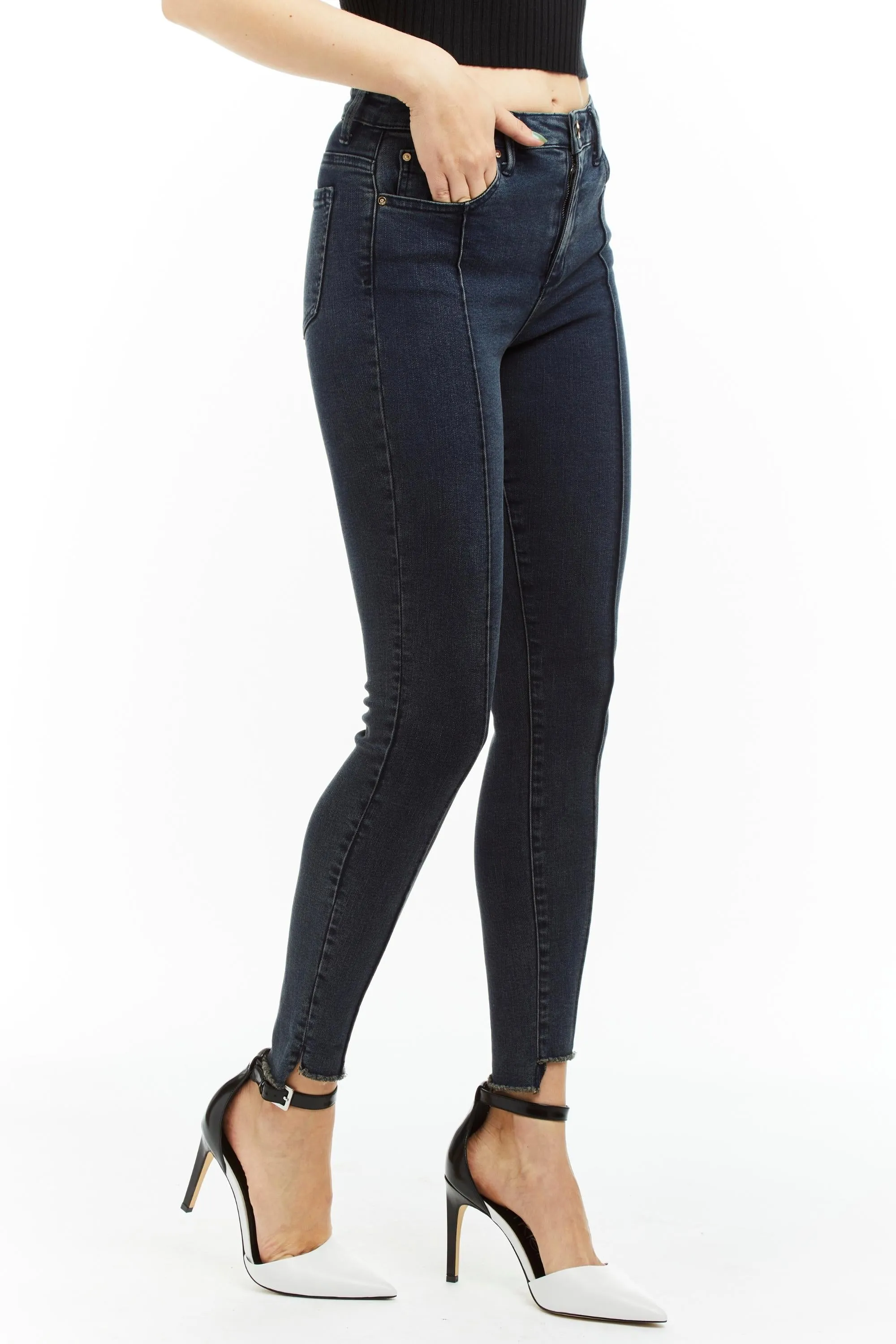 Nina - Step Hem Slit Crop Skinny