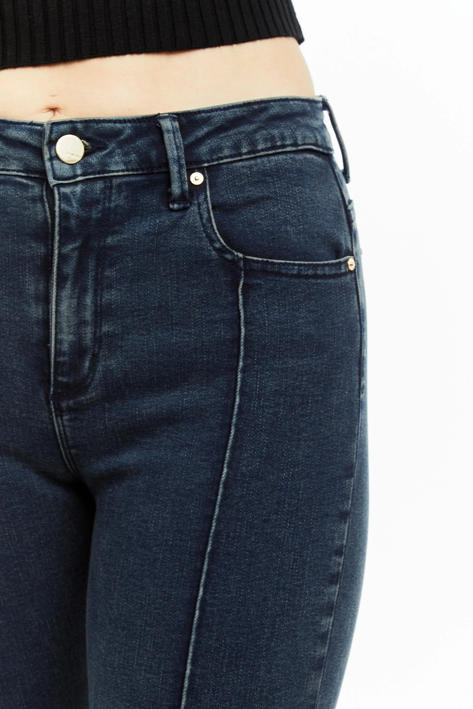 Nina - Step Hem Slit Crop Skinny