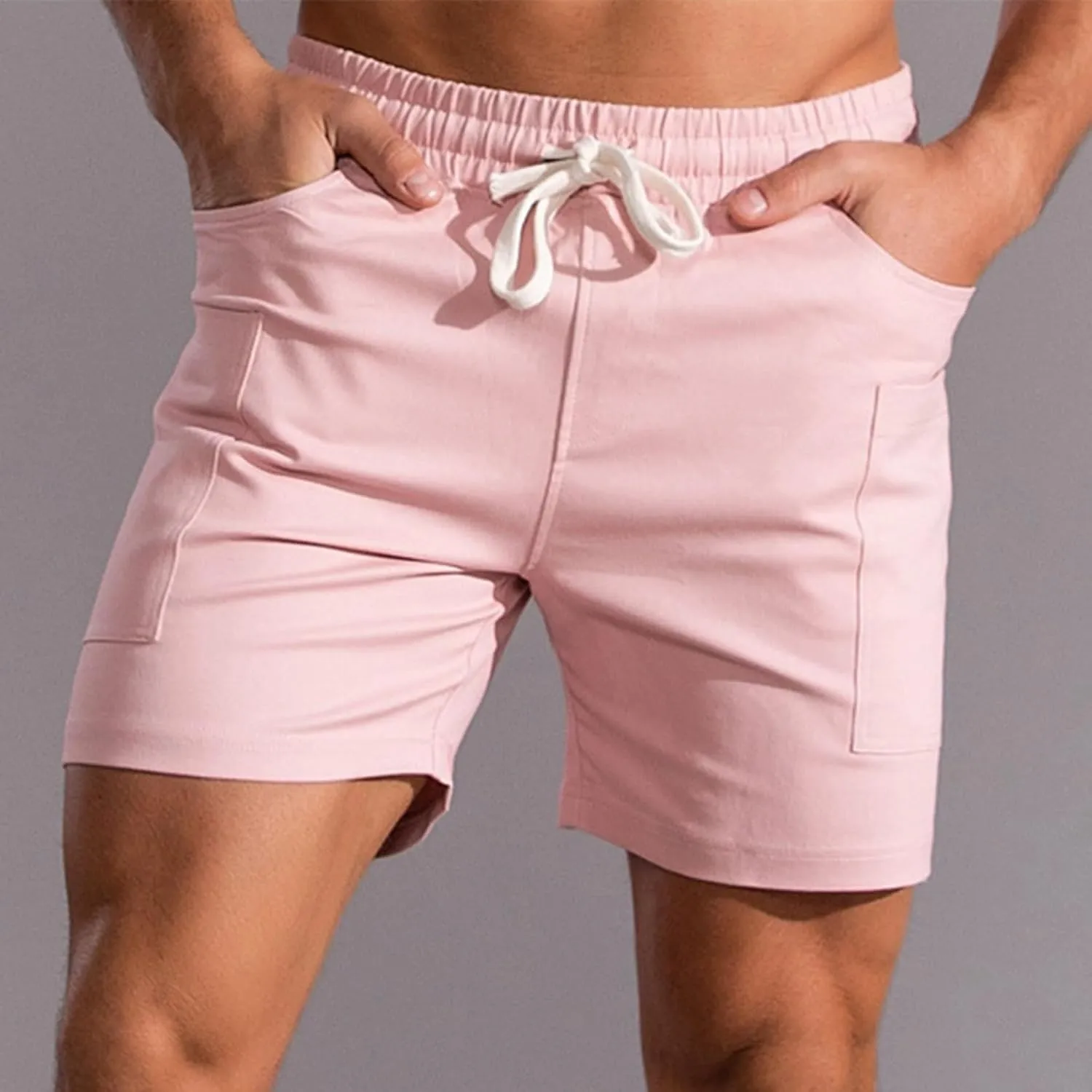 Summer Shorts for Men Soft Drawstring Elastic Waist Running Gym Cotton Shorts Comfy Lounge Sleepwear with Pockets
