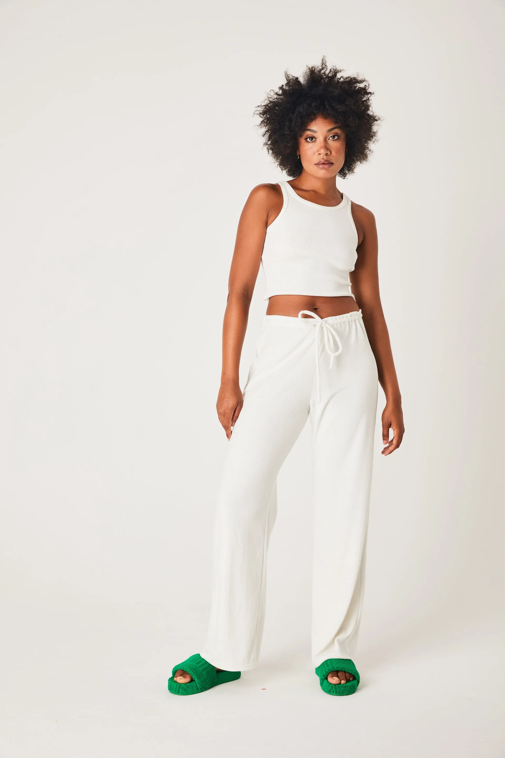 SUMMI SUMMI Womens Terry Relaxed Pant White
