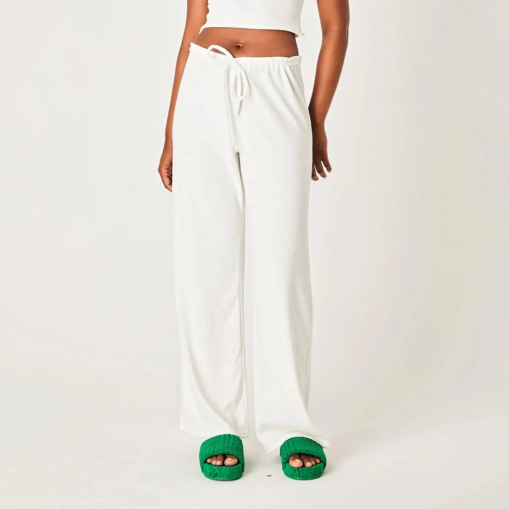 SUMMI SUMMI Womens Terry Relaxed Pant White