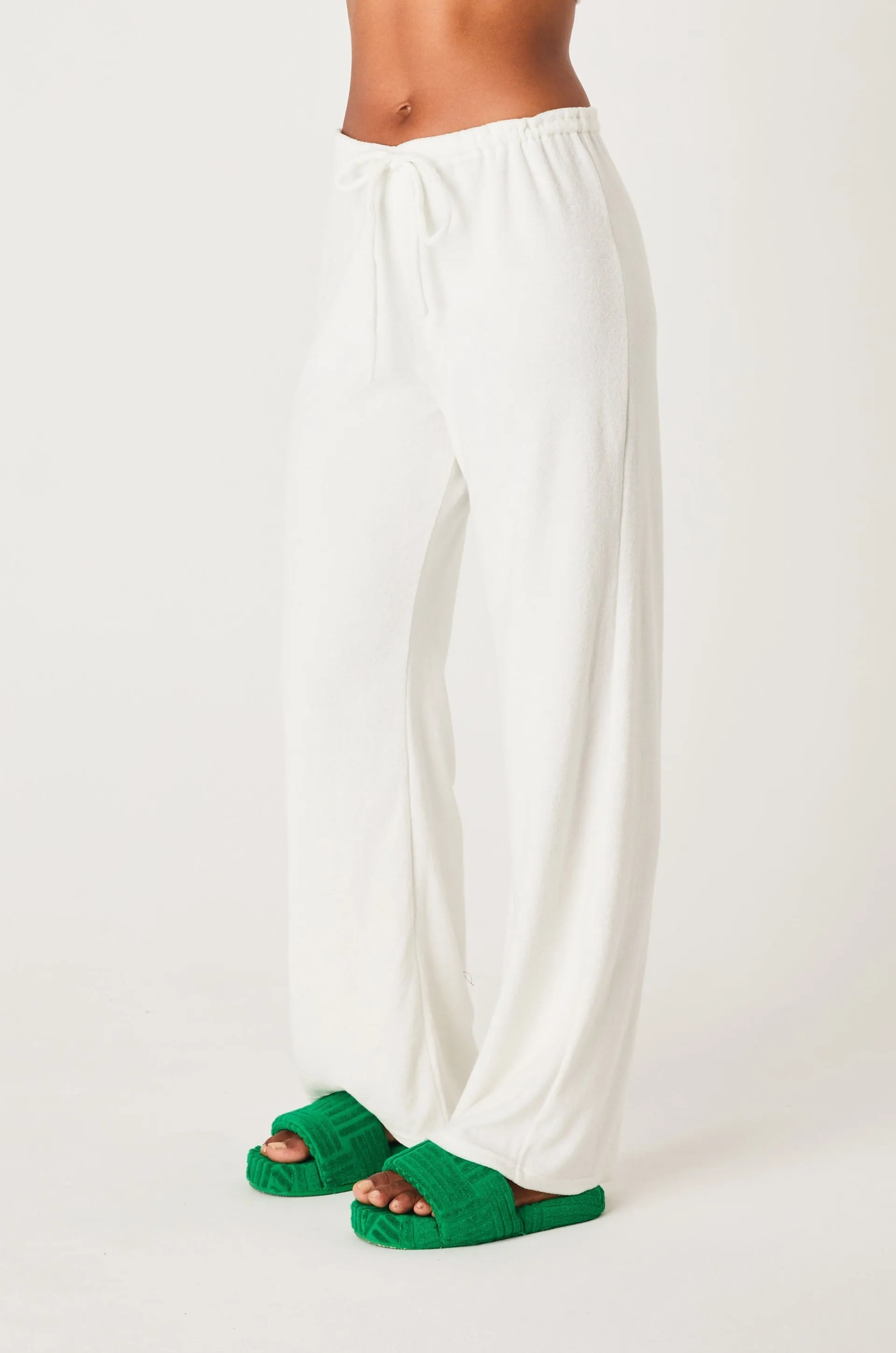 SUMMI SUMMI Womens Terry Relaxed Pant White