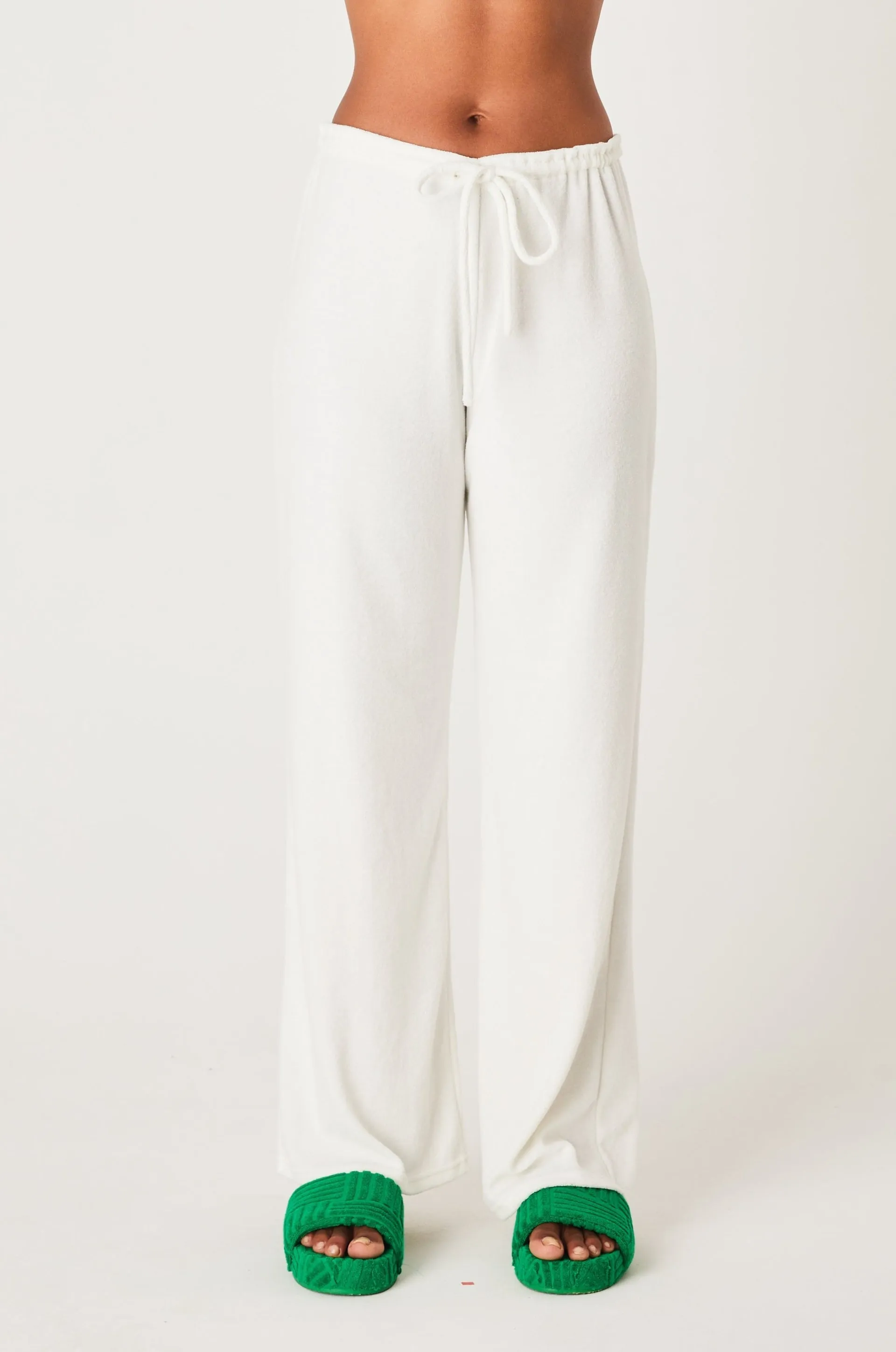 SUMMI SUMMI Womens Terry Relaxed Pant White