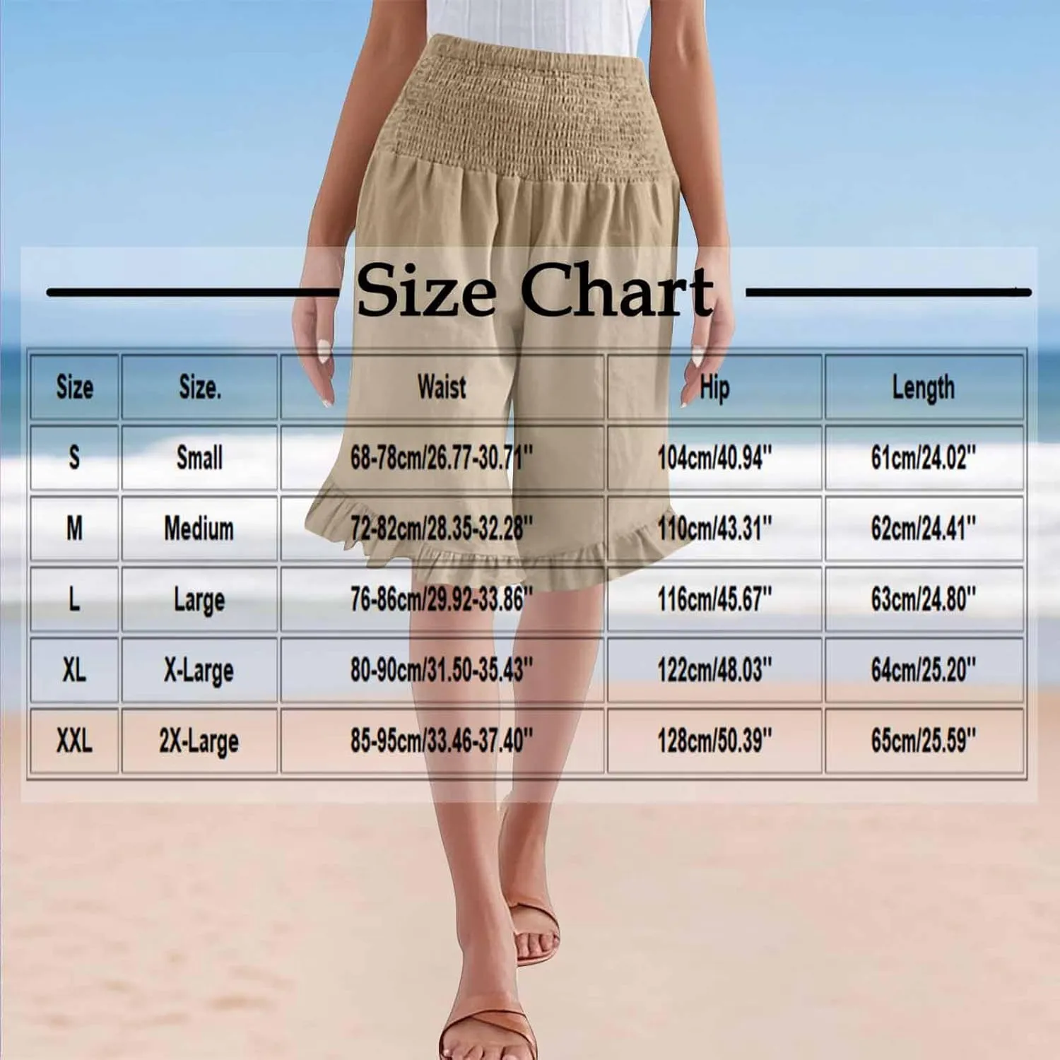 Women's Bermuda Shorts Knee Length High Waist Plus Size Summer Beach Flowy Wide Leg Palazzo Pants with Pockets