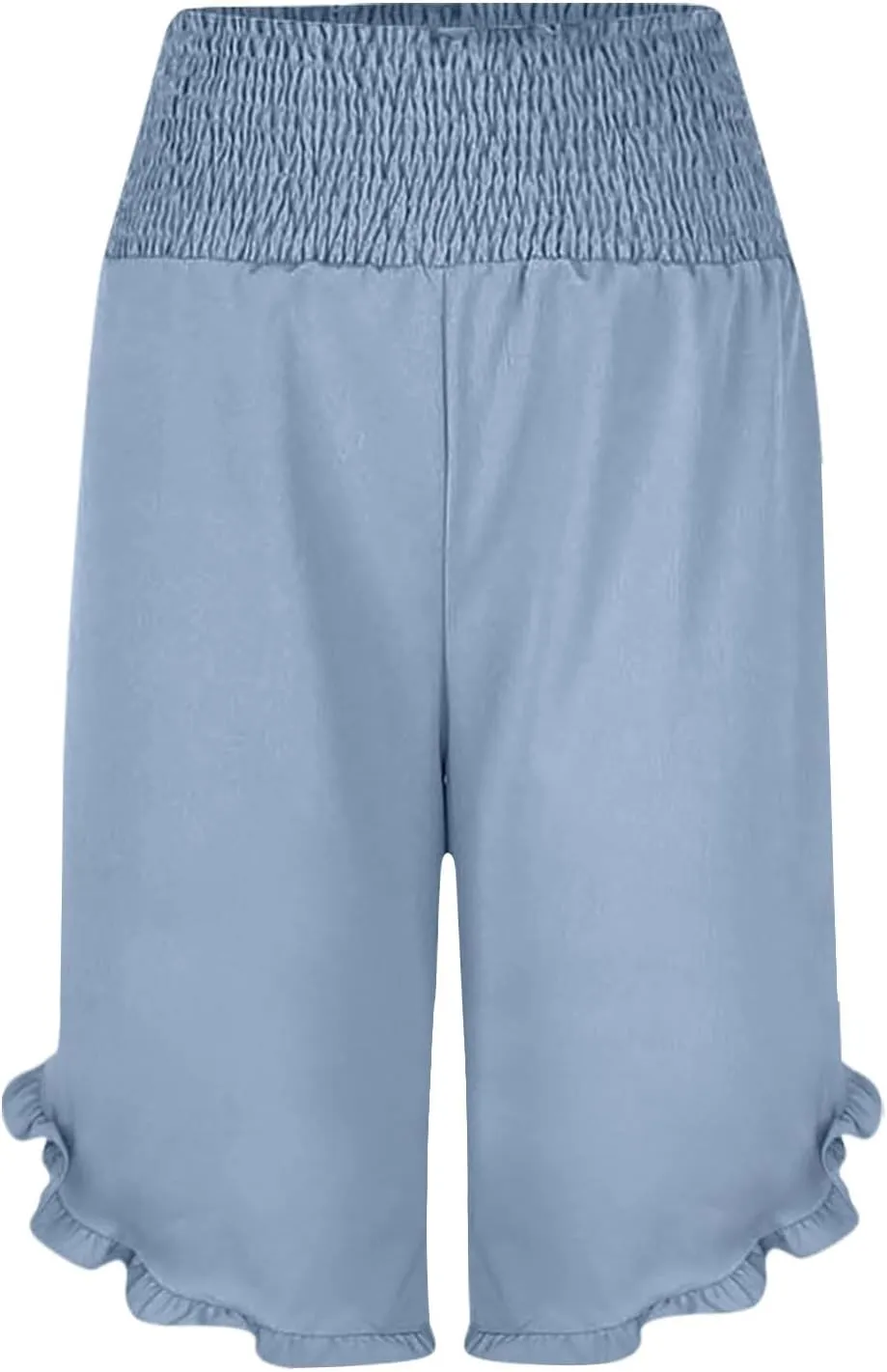 Women's Bermuda Shorts Knee Length High Waist Plus Size Summer Beach Flowy Wide Leg Palazzo Pants with Pockets
