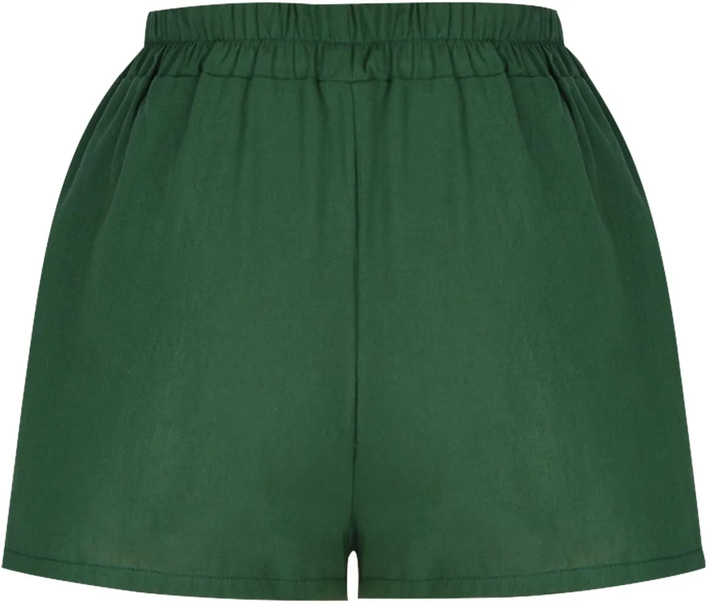 Womens Cotton Linen Shorts, Ladies Elastic Waist Half Pants with Pockets Summer Casual Shorts Button Cropped Trouser