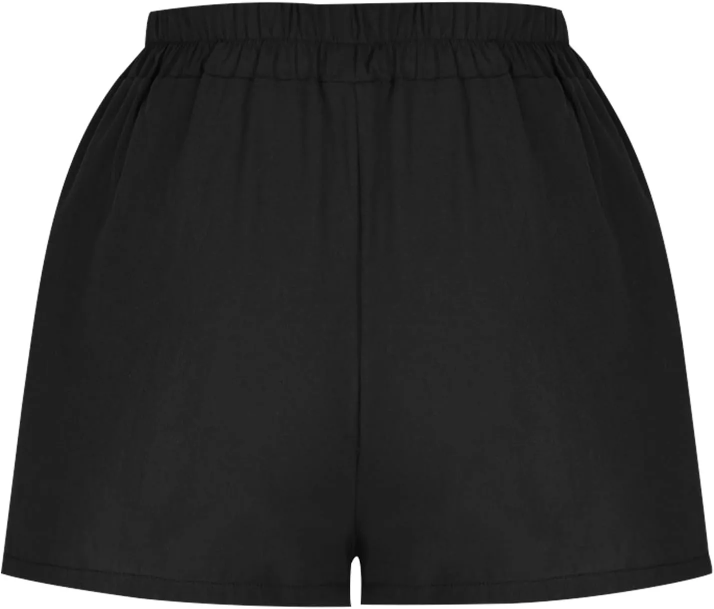 Womens Cotton Linen Shorts, Ladies Elastic Waist Half Pants with Pockets Summer Casual Shorts Button Cropped Trouser