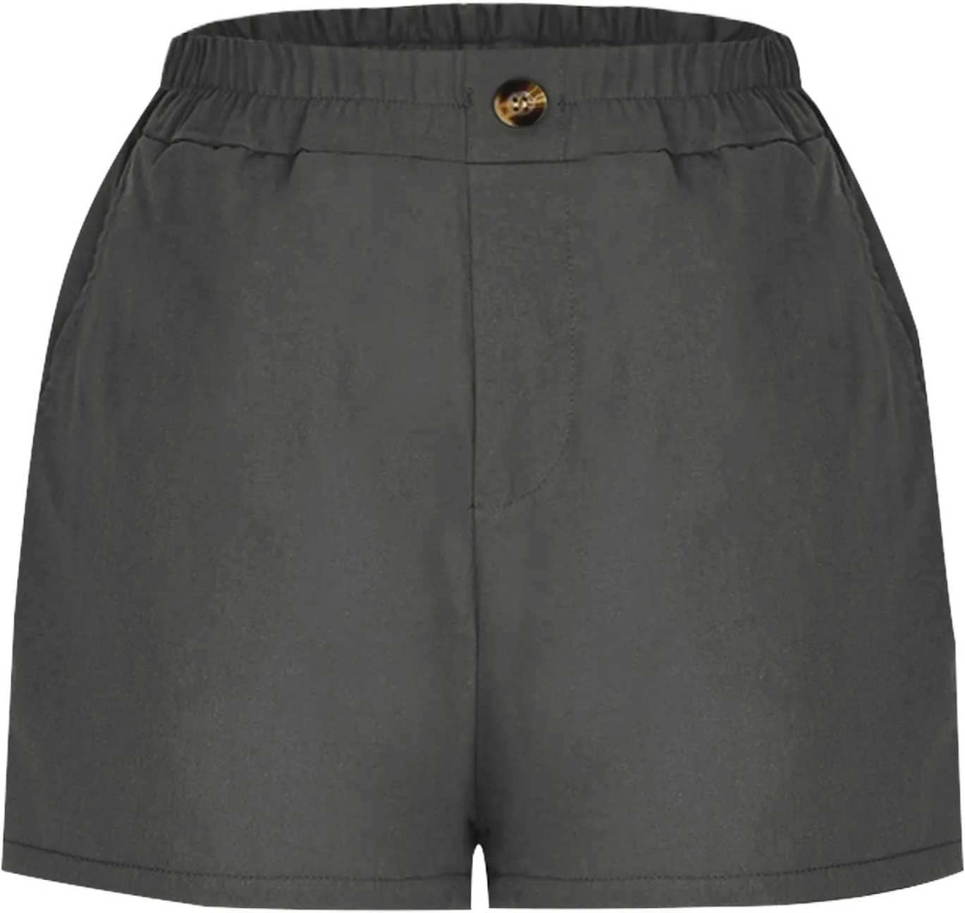 Womens Cotton Linen Shorts, Ladies Elastic Waist Half Pants with Pockets Summer Casual Shorts Button Cropped Trouser