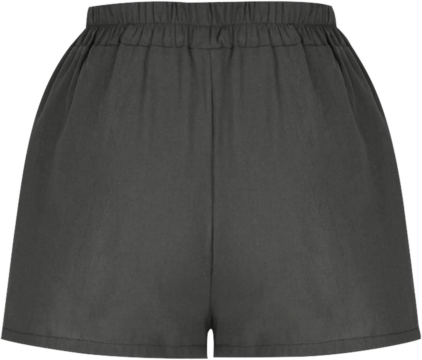Womens Cotton Linen Shorts, Ladies Elastic Waist Half Pants with Pockets Summer Casual Shorts Button Cropped Trouser