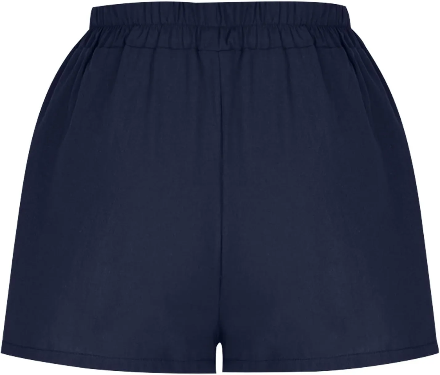 Womens Cotton Linen Shorts, Ladies Elastic Waist Half Pants with Pockets Summer Casual Shorts Button Cropped Trouser
