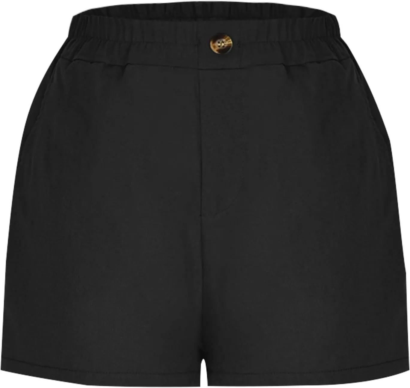 Womens Cotton Linen Shorts, Ladies Elastic Waist Half Pants with Pockets Summer Casual Shorts Button Cropped Trouser