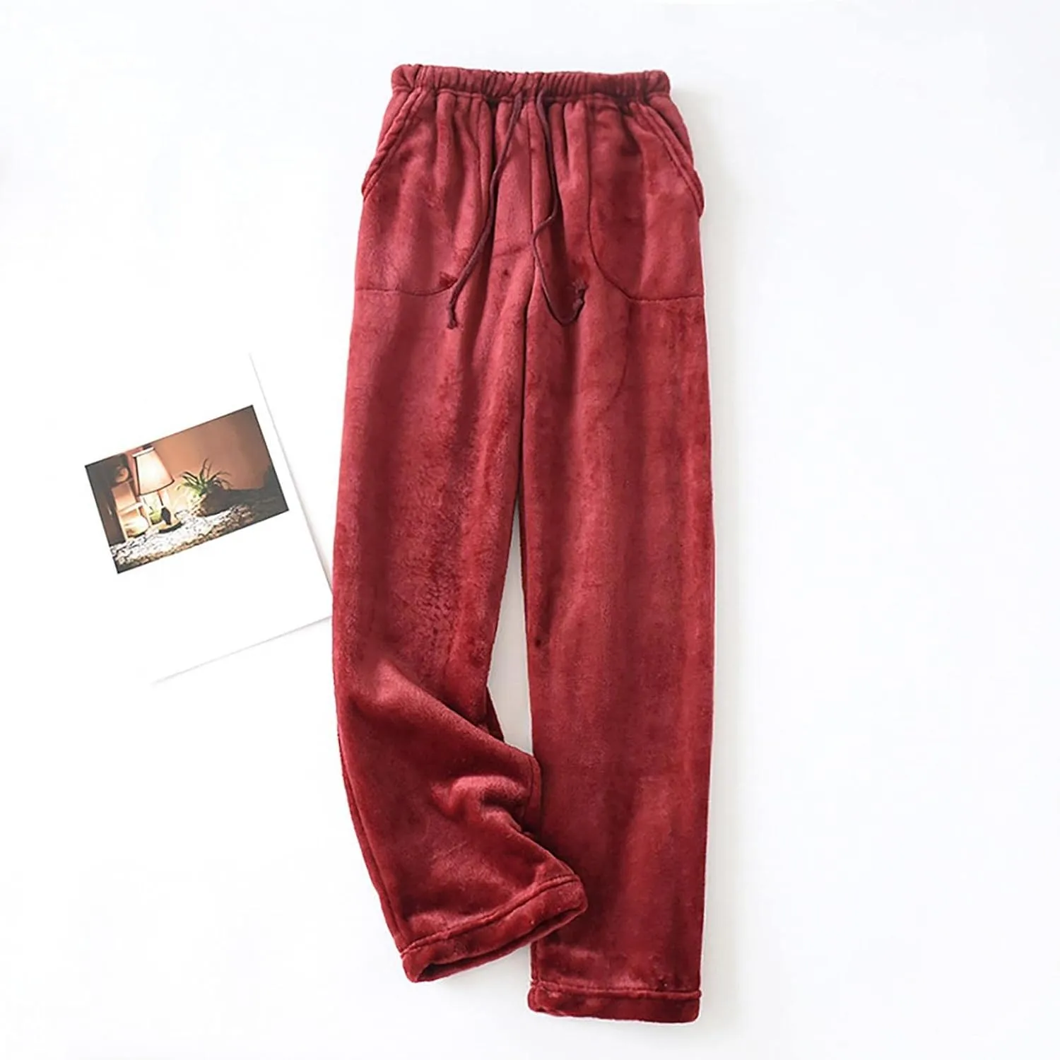 Women's Solid Color Plush Pajama Pants Drawstring Lounge Pants Fleece Sweatpants Fluffy Sleepwear Regular & Plus Size